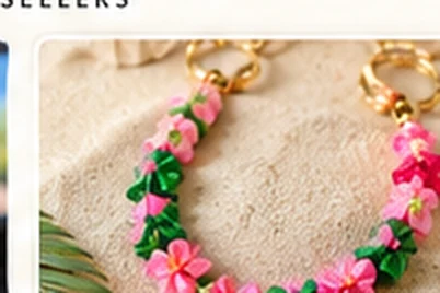 Floral purse lei on a brown bag